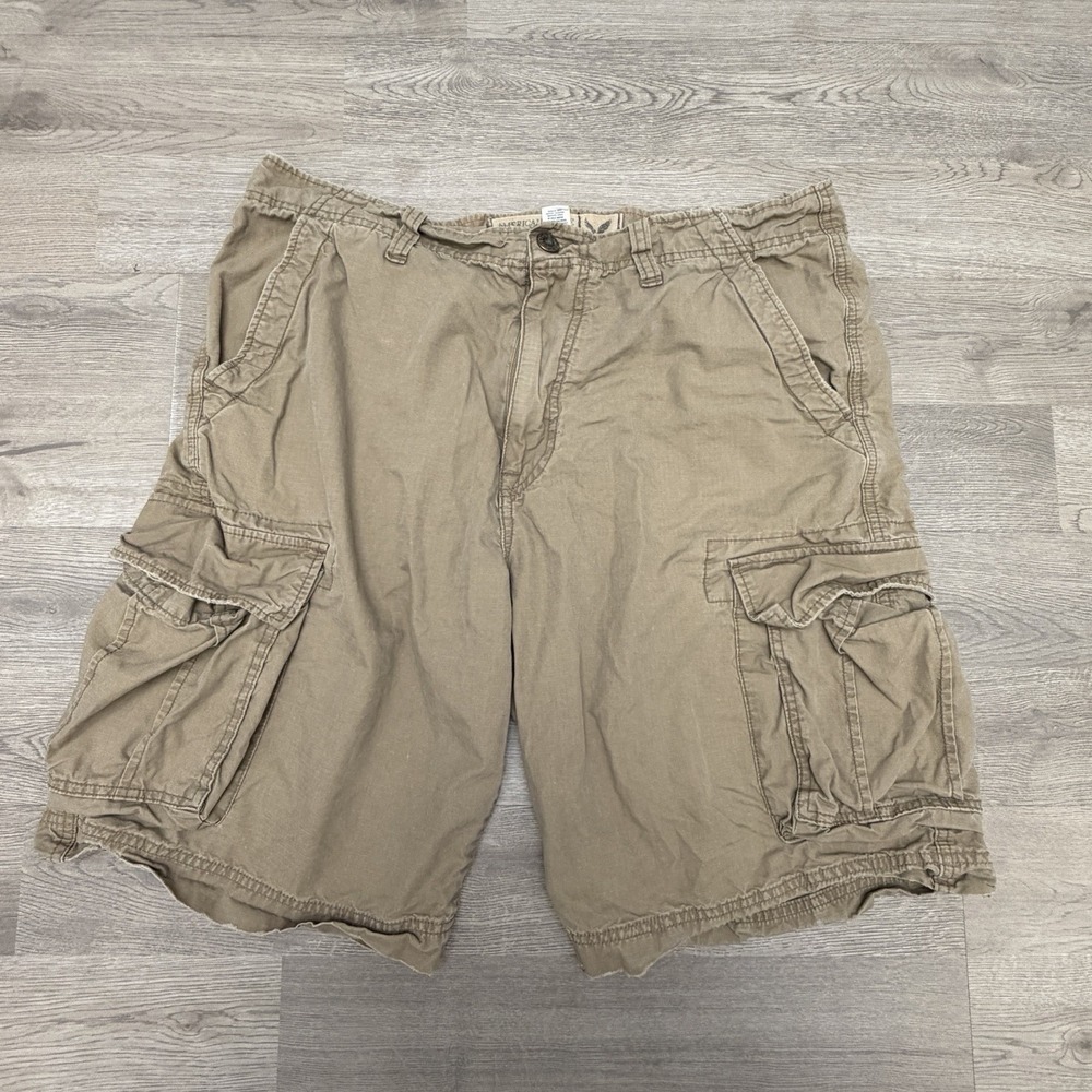 American Eagle Shorts Mens 36 Khaki Canvas Military Utility Cargo Y2K